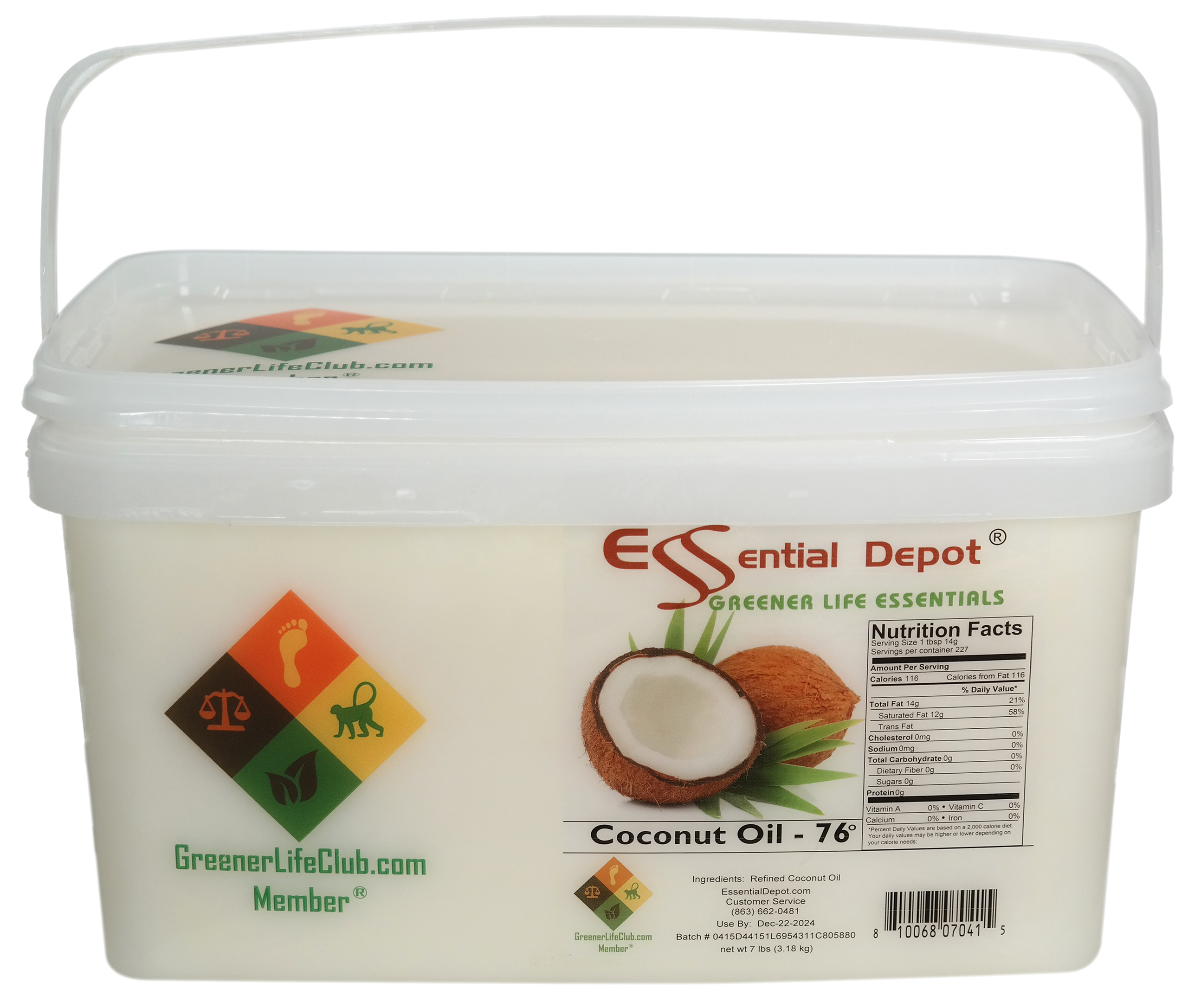 Coconut Oil 76F - 7 lbs - GLC Box - USP - Food Grade - Odorless