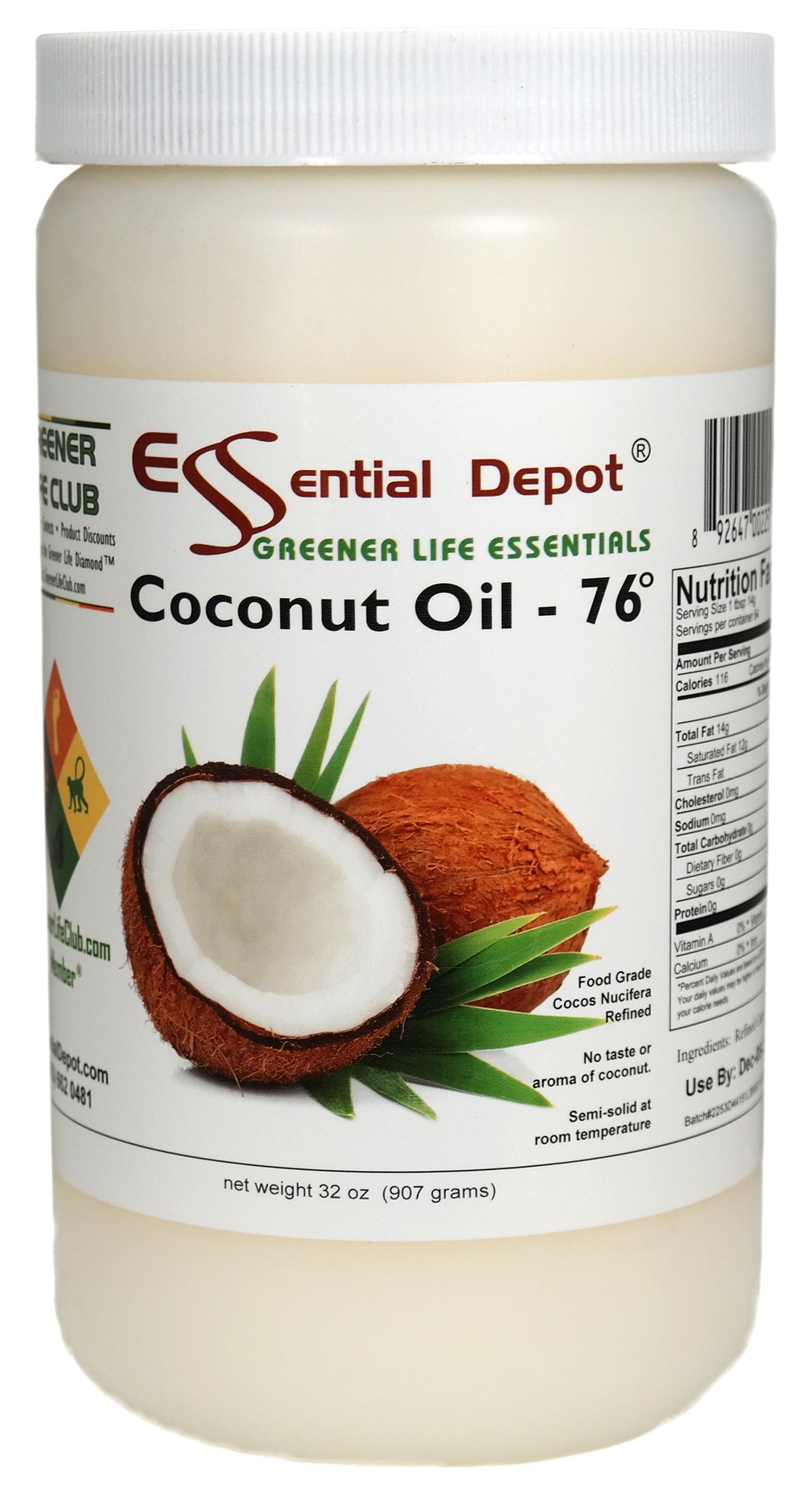 Coconut Oil - 1 Quart - Food Safe - SALE ITEM: Essential Depot