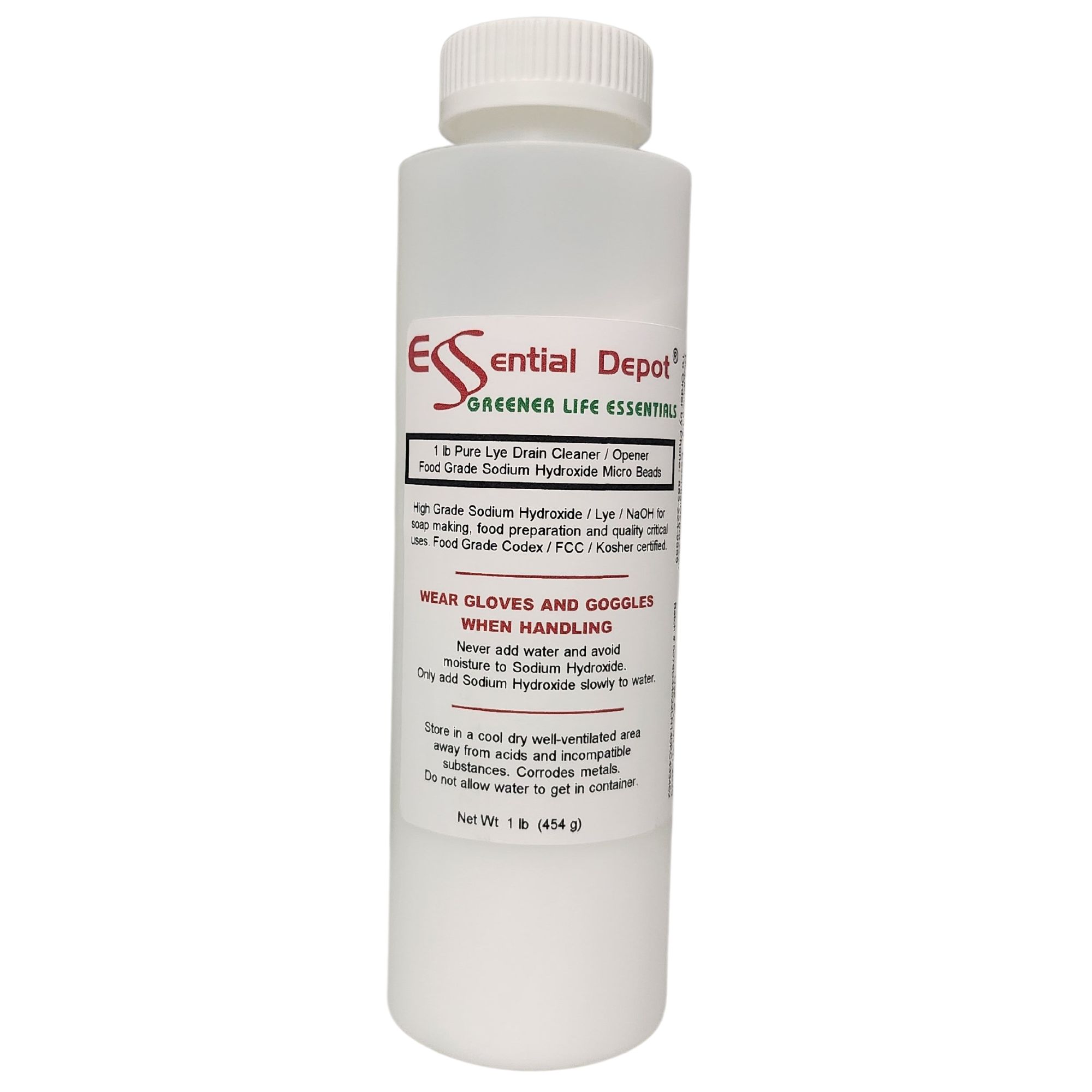 Essential Depot Pure Lye Drain Cleaner Food Grade Sodium Hydroxide -2lbs  for sale online