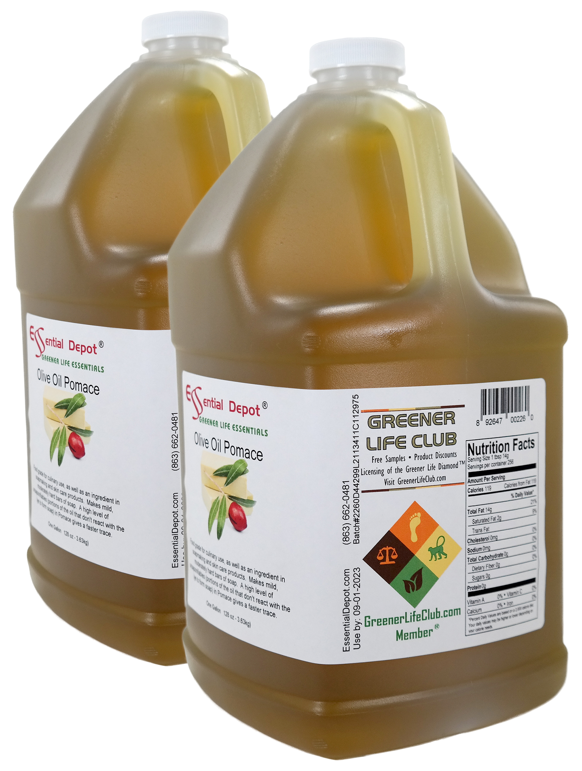 Olive Oil - Pomace Grade - 2 Gallons - 2 x 1 Gallon Containers