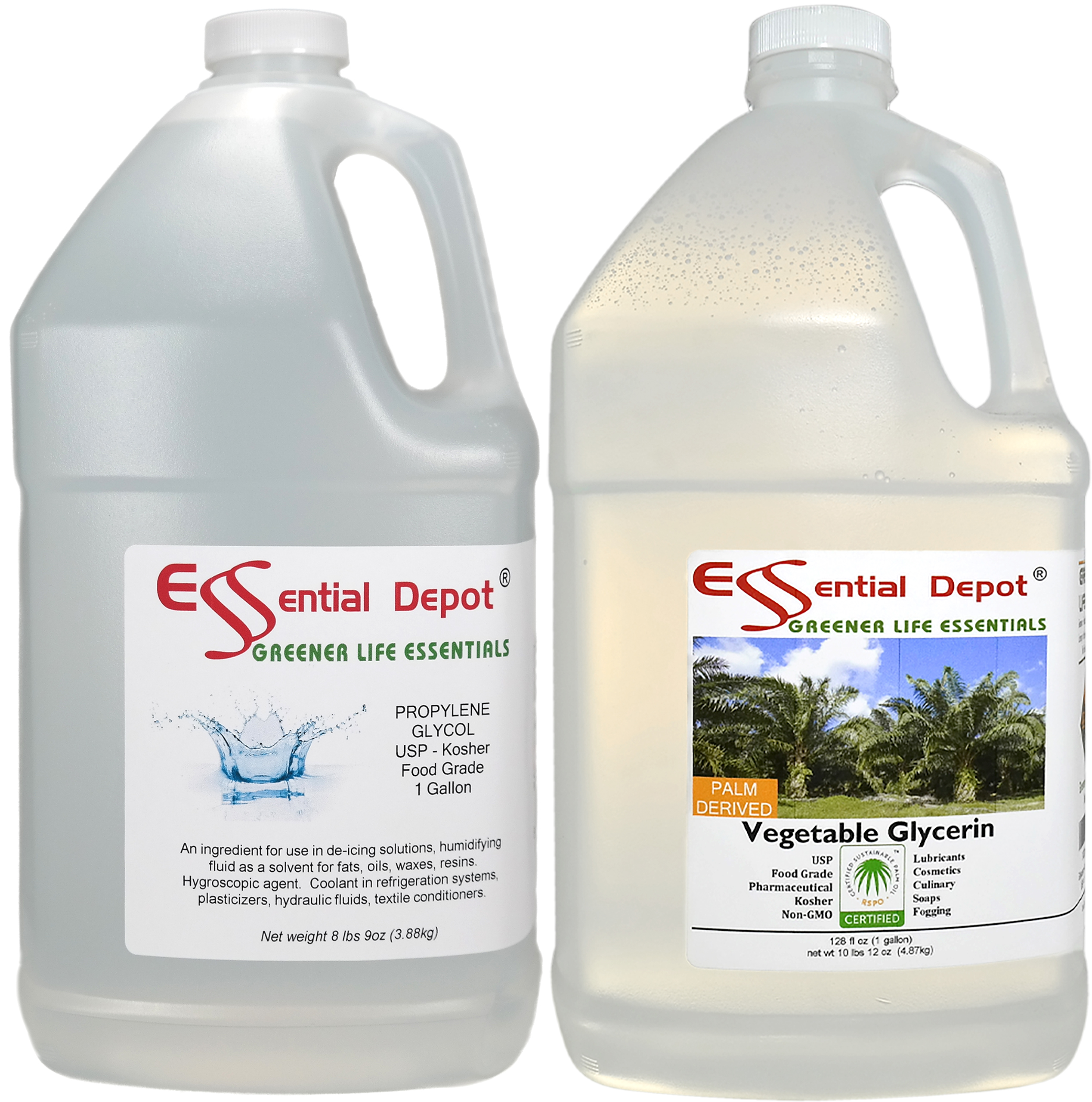 1 Gallon Veg Glycerin + 1 Gallon Propylene Glycol - USP - KOSHER: Essential  Depot