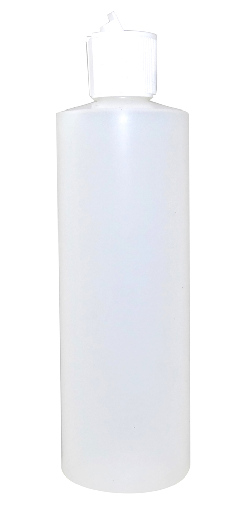 12oz Natural Cylindrical Bottle (HDPE-28g) With White Flip Top Cap 24/410