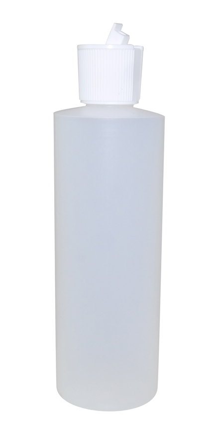 8oz Natural Cylindrical Bottle (HDPE-20g) With White Flip Top Cap 24/410