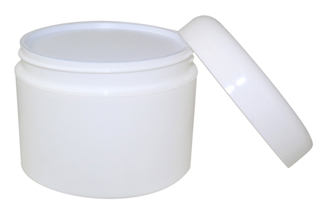 8oz White Double Wall Jar 89/400 With White Dome Unlined Cap And White Vinyl Disc