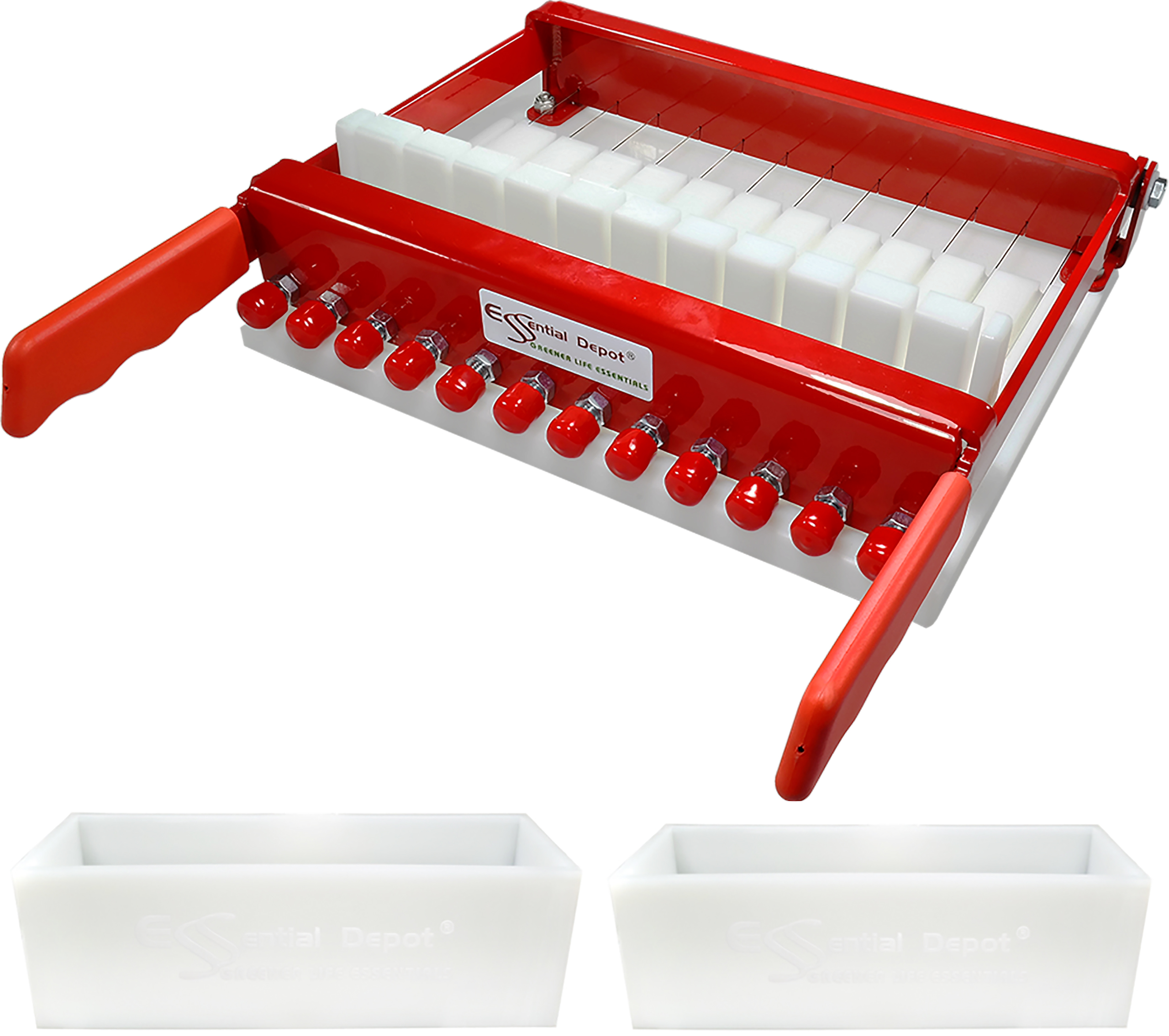 Soap Cutter + 2 Natural Silicone Soap Molds Essential Depot