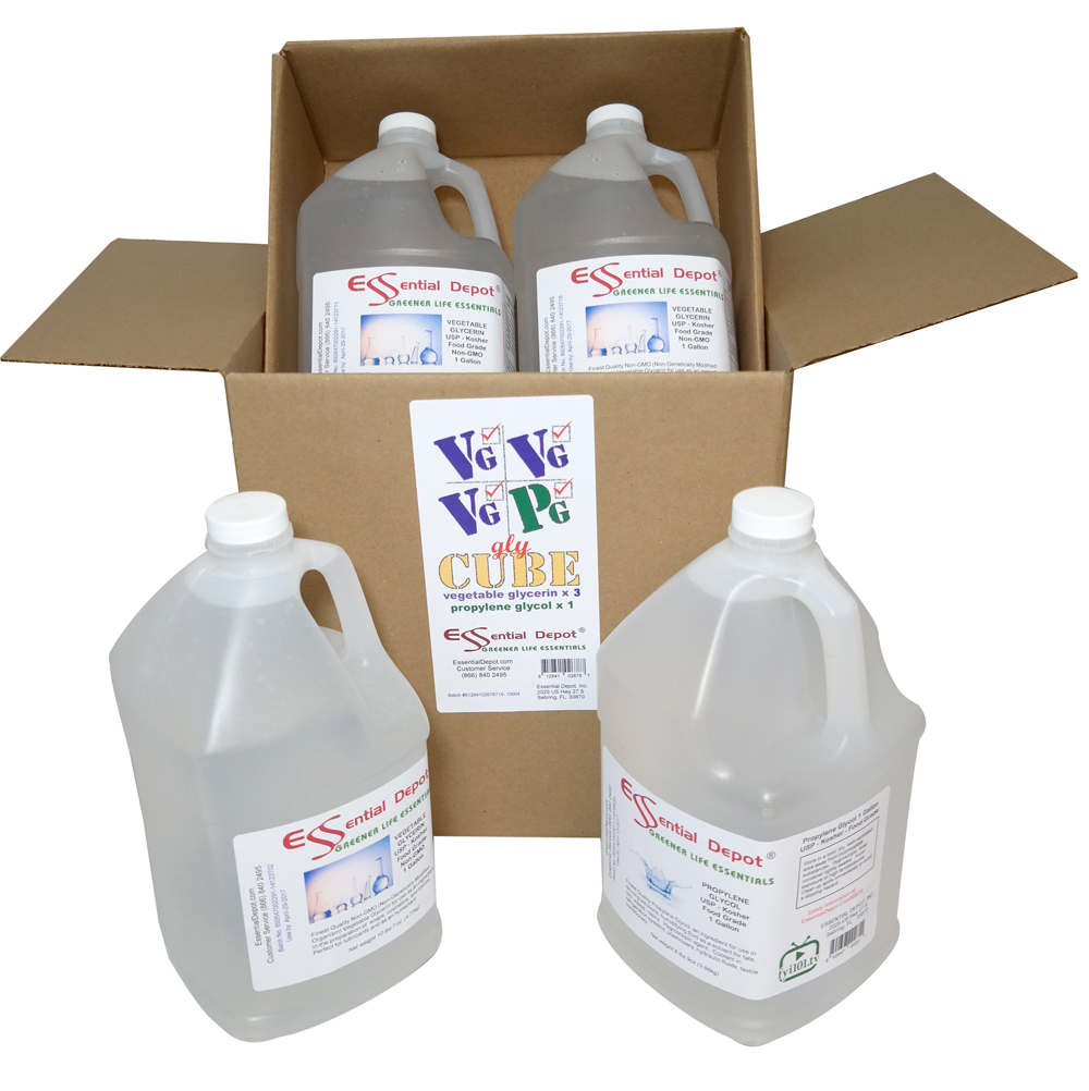 glyCUBE 3 Gallons Vegetable Glycerin & 1 Gallon Propylene Glycol