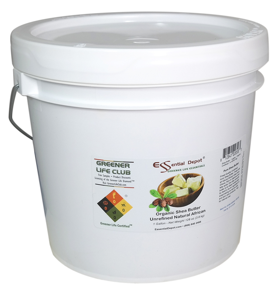 Organic Shea Butter Pail Grade A Unrefined 1 Gallon (8 pounds) Essential Depot