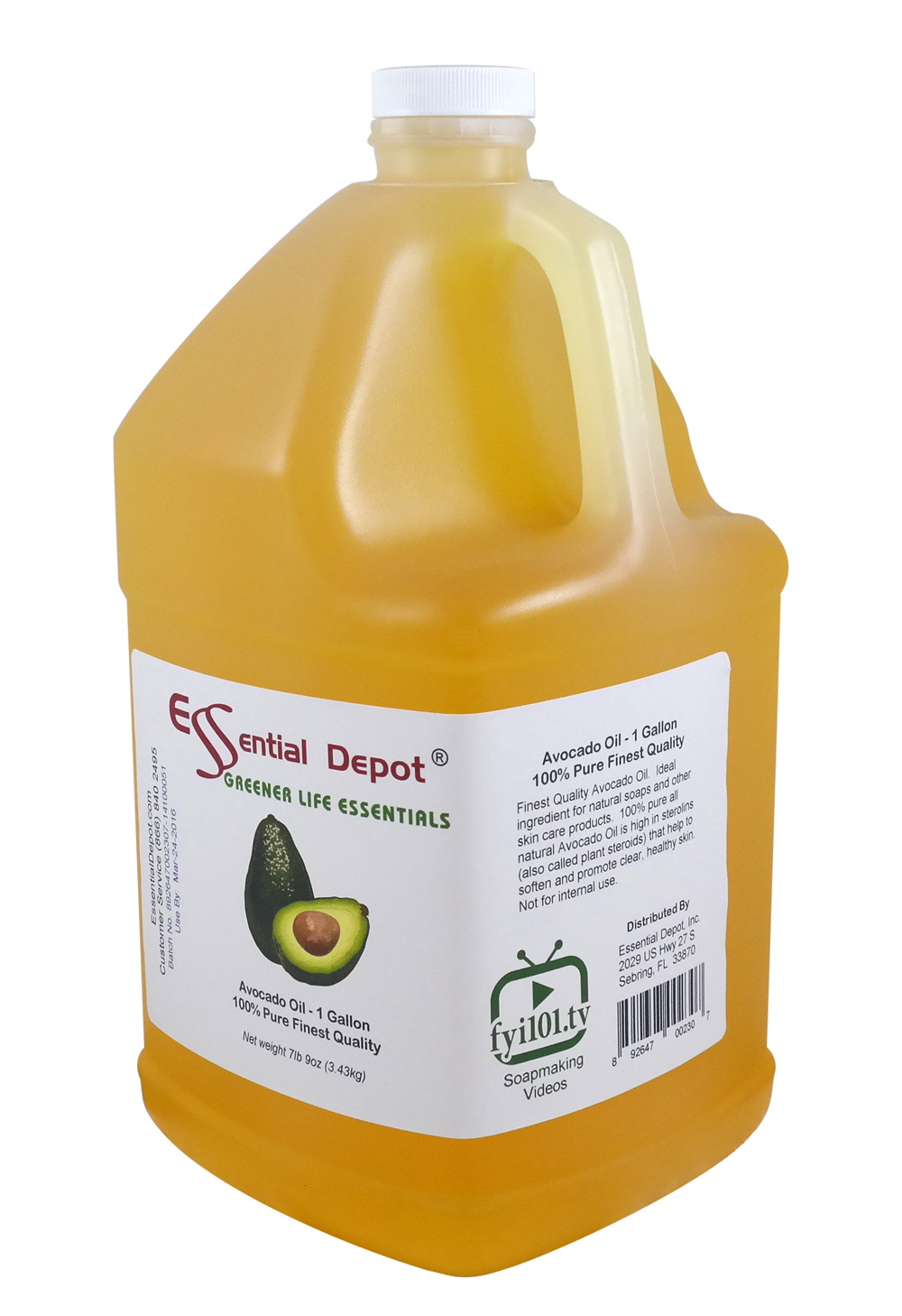 Avocado Oil - Finest Quality - 1 Gallon - Approx 8lbs - Shipped in 1 Gallon Container