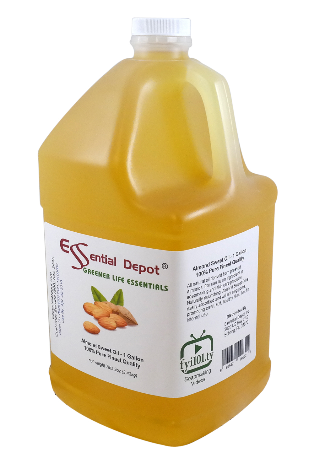 Almond Sweet Oil Finest Quality 1 Gallon Approx 8lbs Shipped in
