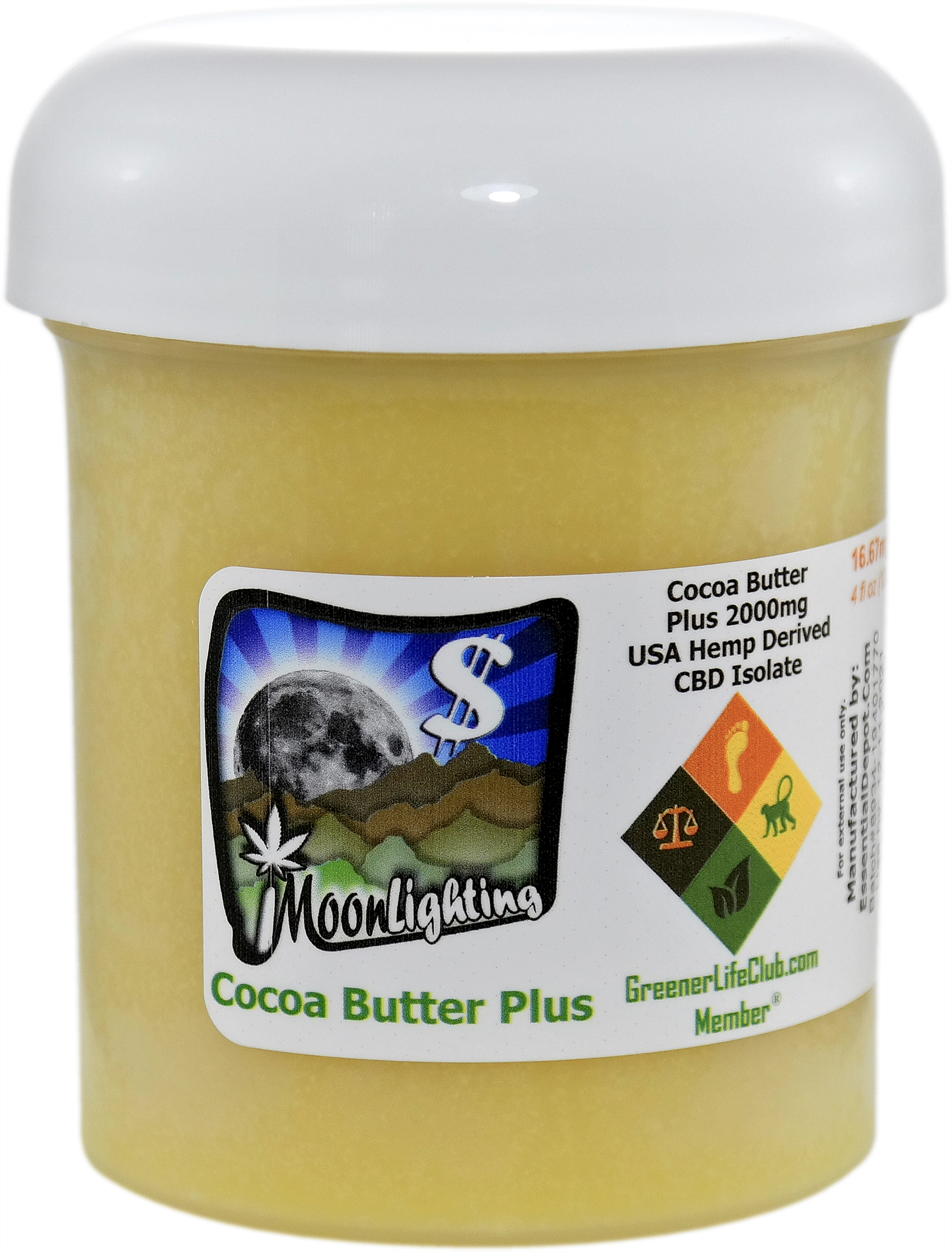 Cocoa Butter 4oz. Plus 2000mg CBD Isolate USA Hemp Derived No THC