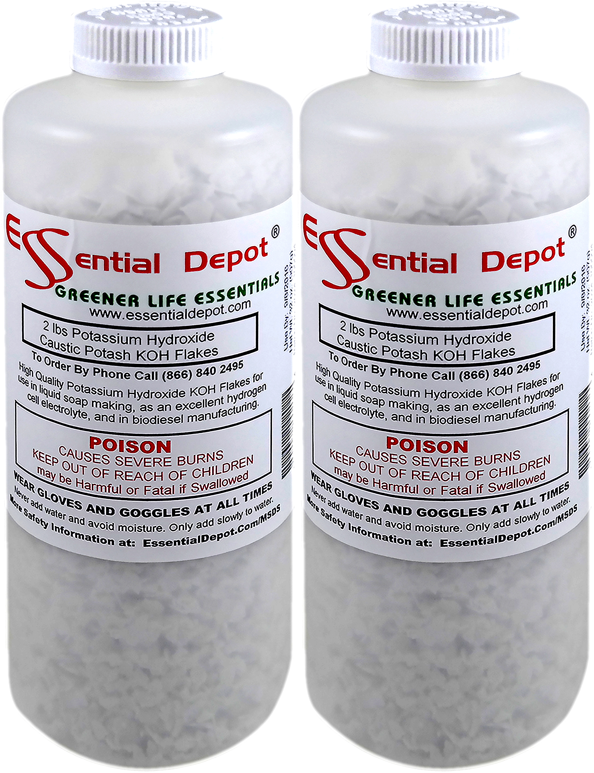 Sodium Hydroxide Lye Micro Beads - Food Grade - USP - 128 lbs - 64 x 2lb  Bottles: Essential Depot