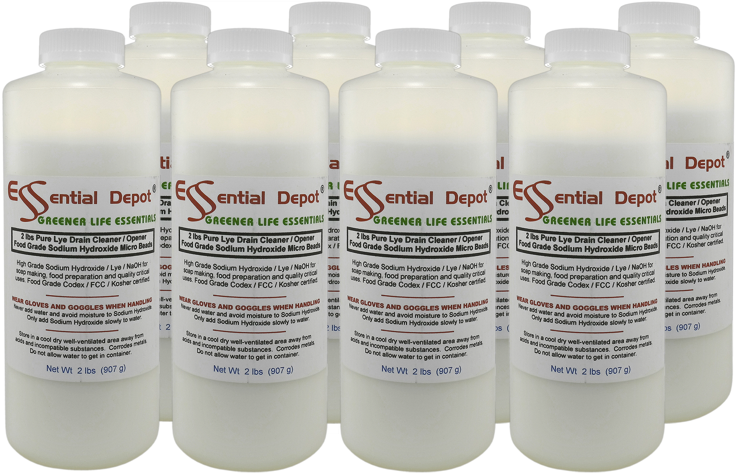 Sodium Hydroxide Lye Micro Beads - Food Grade - USP - 16 lbs - 8 x 2lb  Bottles: Essential Depot