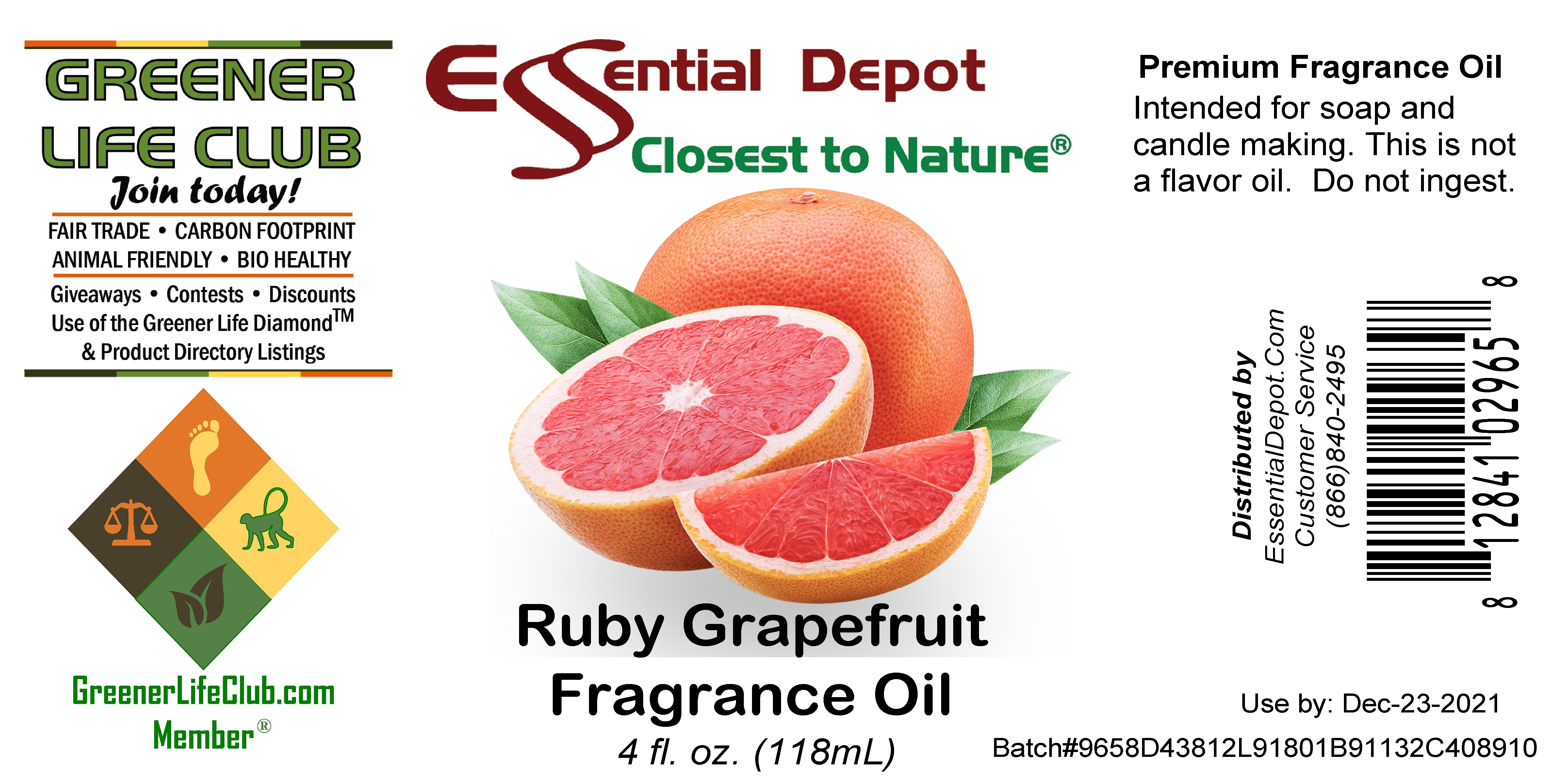 Ruby Red Grapefruit Fragrance Oil 4 oz. Essential Depot