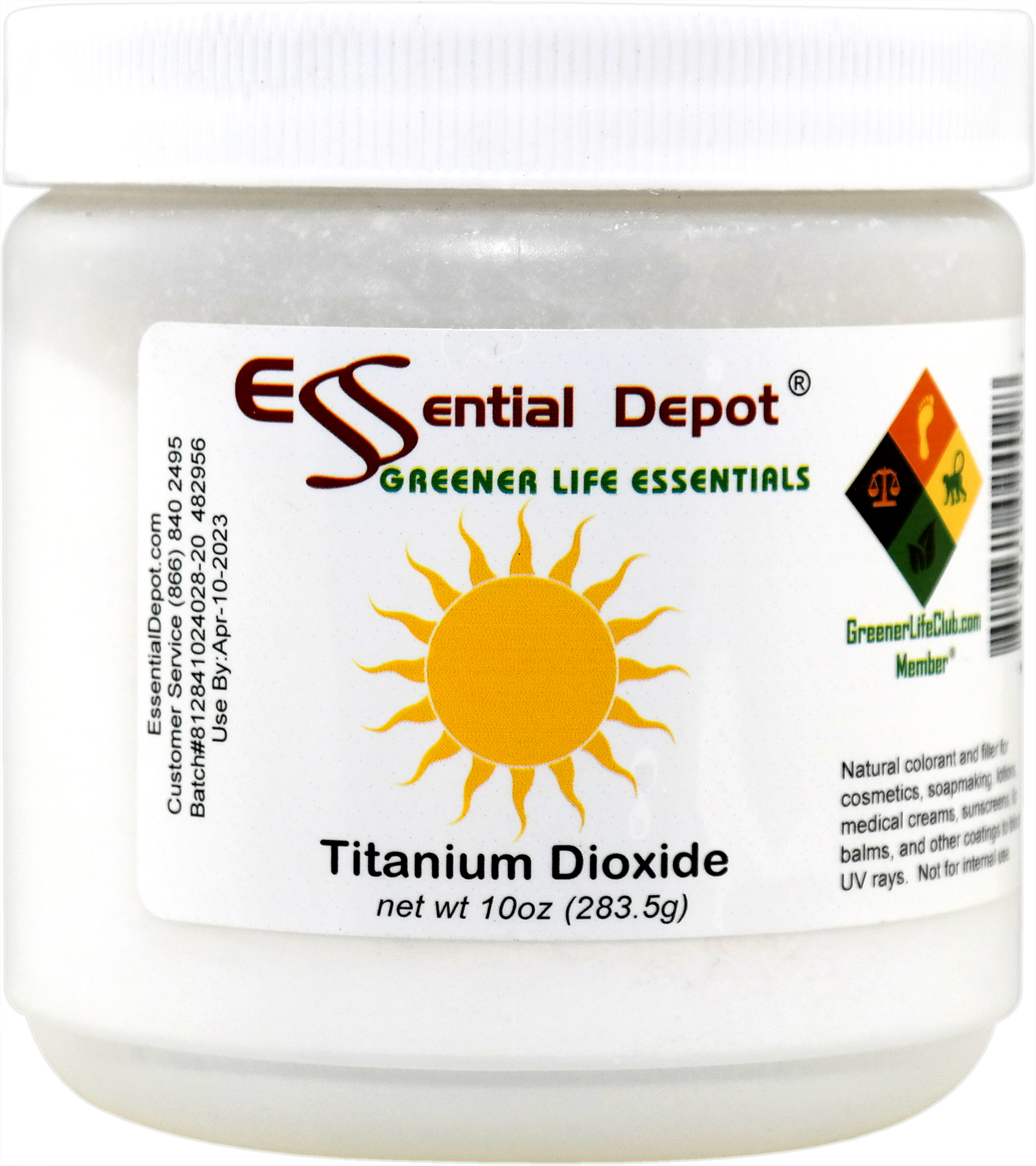 Titanium Dioxide Powder - 10 oz - TiO2 - Non Nano - safety sealed HDPE  container with resealable lid: Essential Depot
