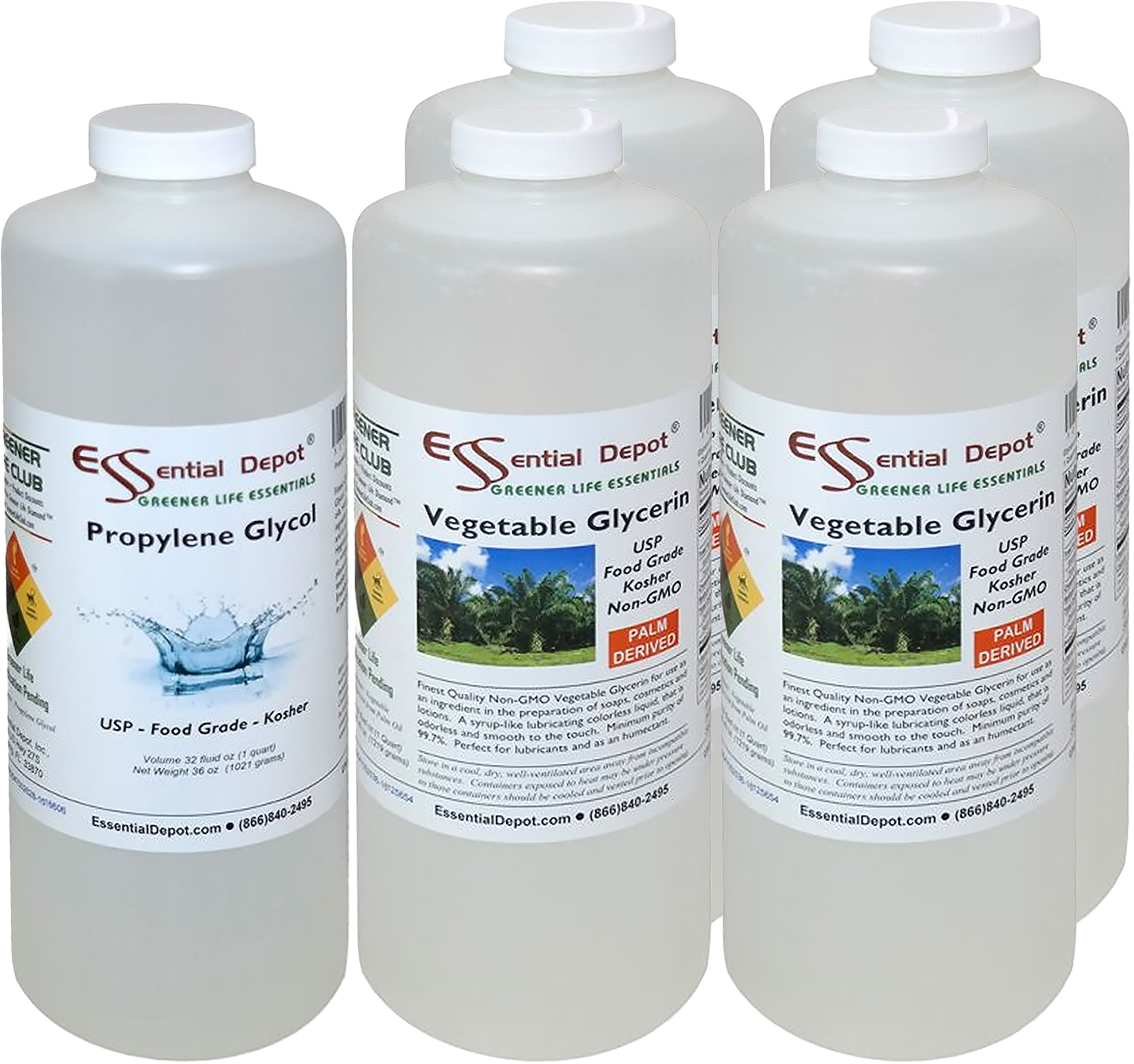 4 Quarts Vegetable Glycerin + 1 Quart Propylene Glycol FREE US
