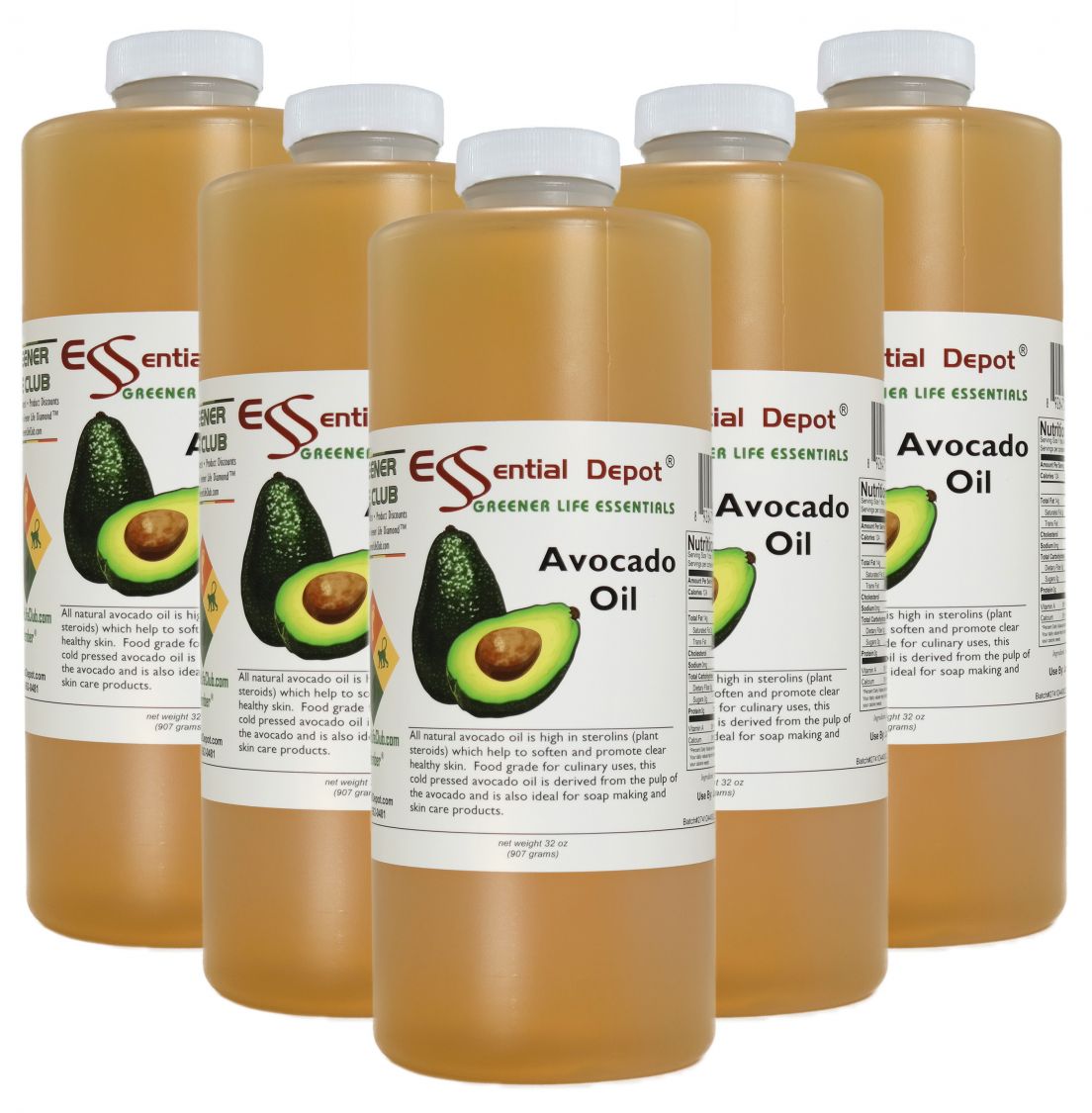 Avocado Oil - Food Grade - 5 Quarts (32 oz. per container) - Food Grade - No Additives