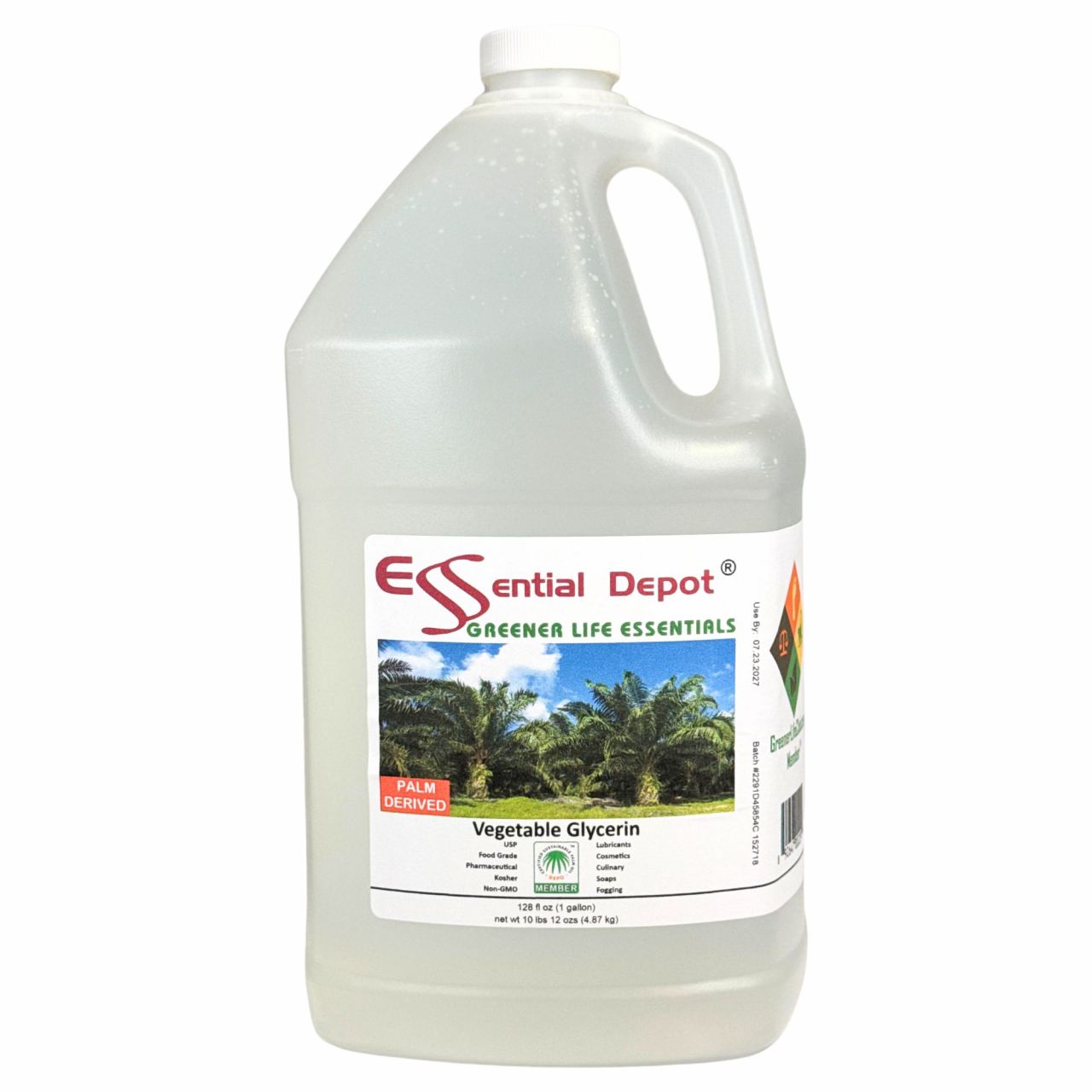 Glycerin Vegetable - 1 Gallon (10.75 lbs or 172oz net wt) - Non GMO -  Sustainable Palm Based