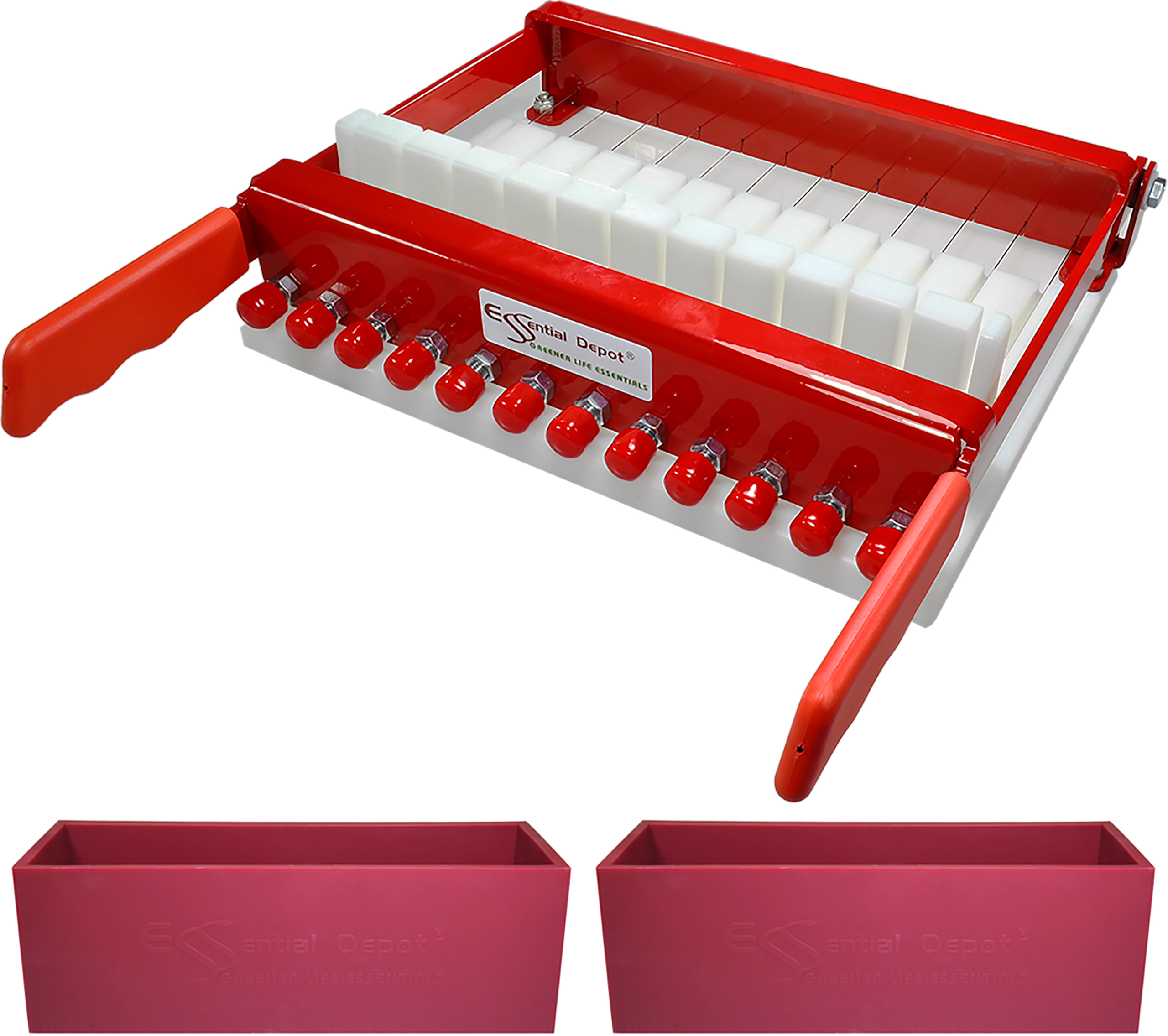 Soap Cutter + 2 RED Silicone Soap Molds: Essential Depot