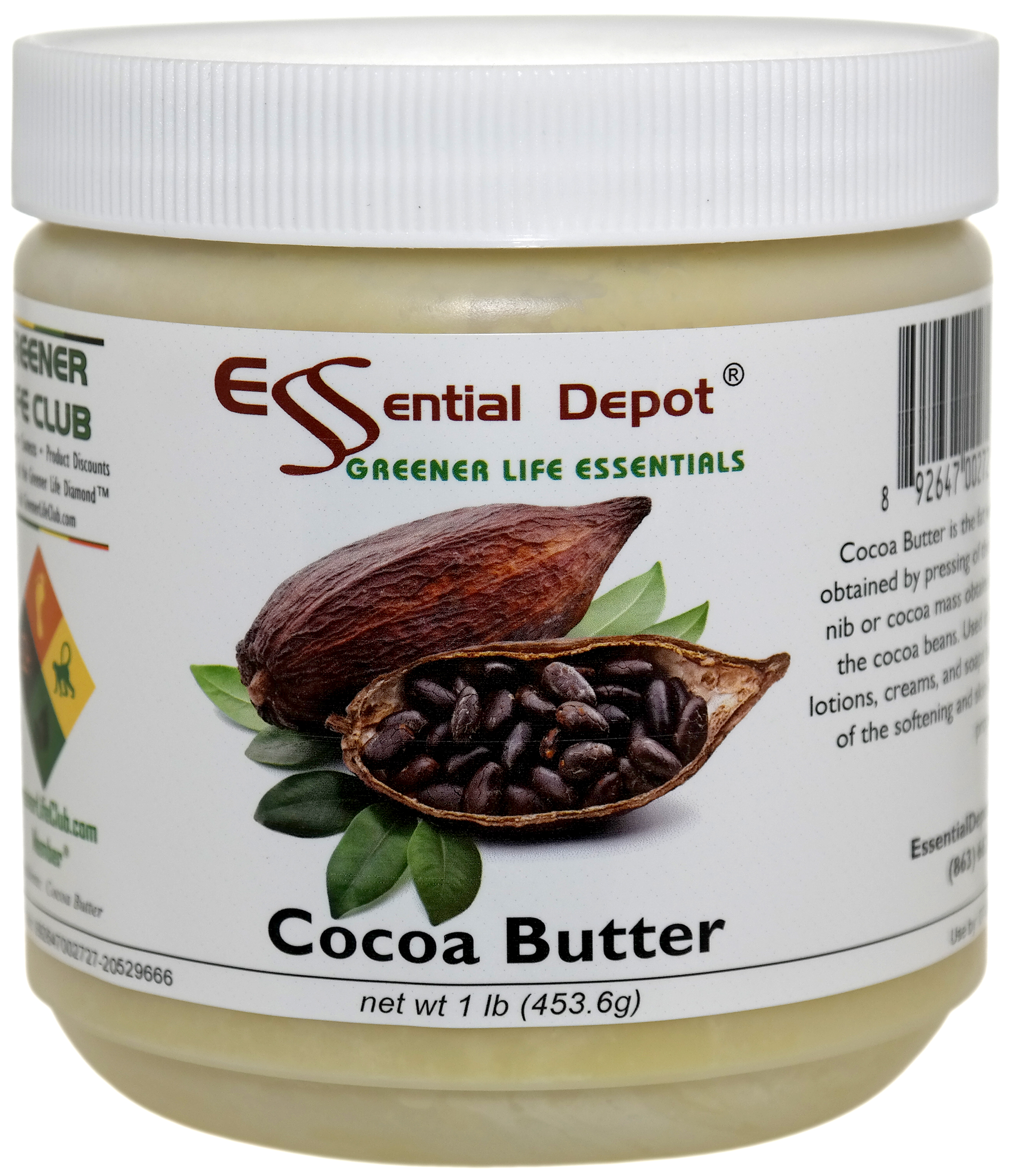 Cocoa Butter - Organic - Unrefined - 1 lbs net wt: Essential Depot
