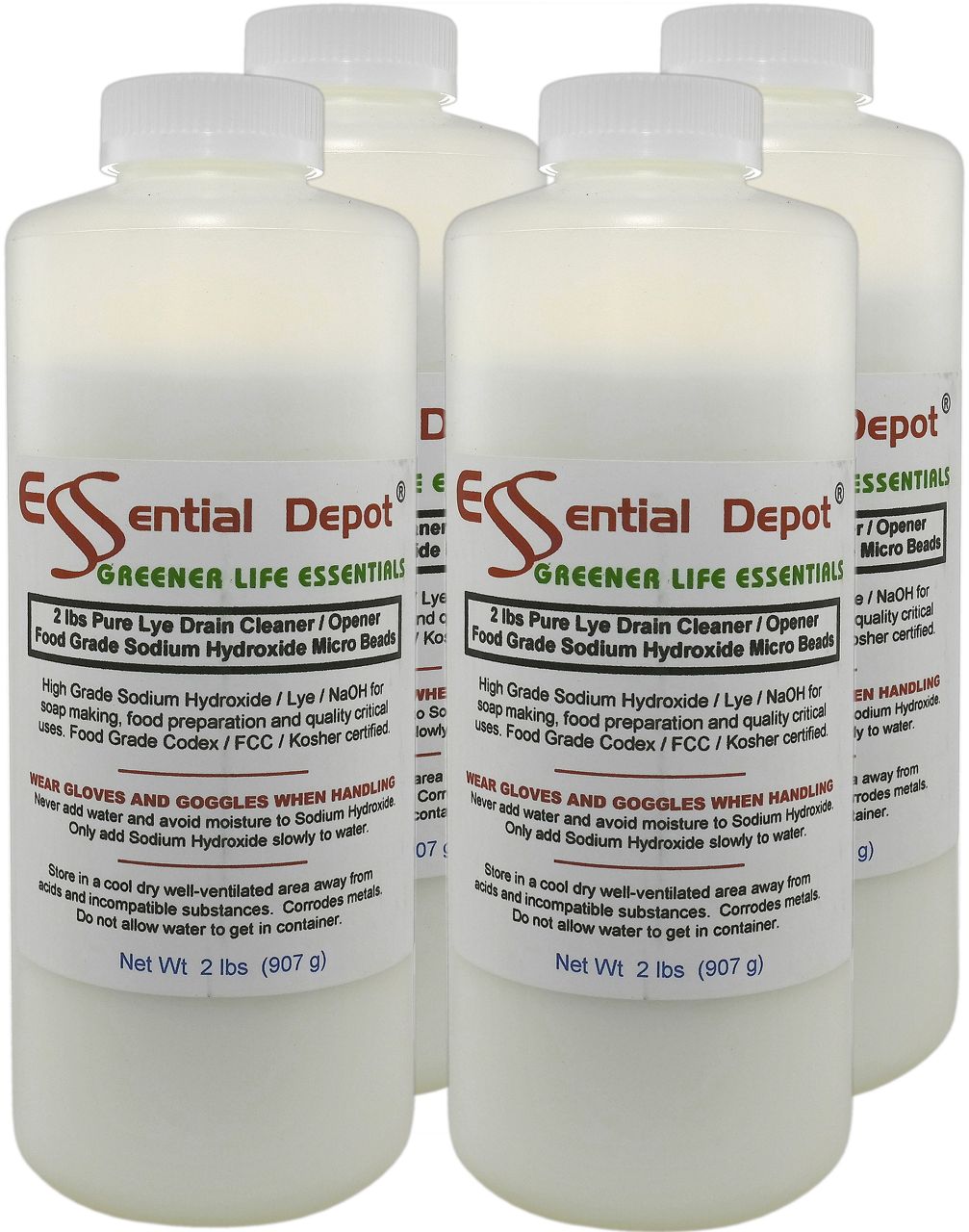 Sodium Hydroxide Lye Micro Beads - Food Grade - USP - 8 lbs - 4 x